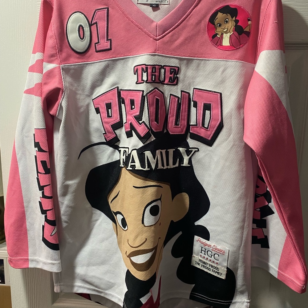 The Proud Family Women's Pink and White Jersey
